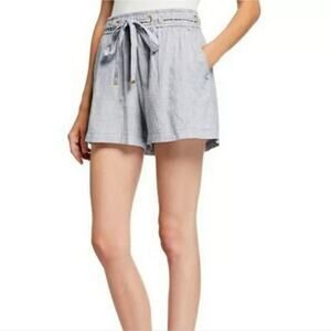 Michael Michael Kors Linen Blend Pinstripe Belted Shorts Size Large